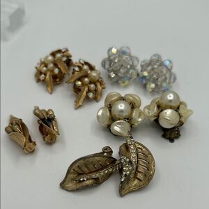 Vintage Earrings – Clip-On Neutral Glam AB Nature